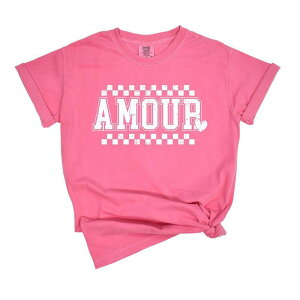 Simply Sage Market ���f�B�[�X �g�b�v�X T�V���c Simply Sage Market Amour Distressed Checkered Garment Dyed Tees Crunchberry �`�F�b�N