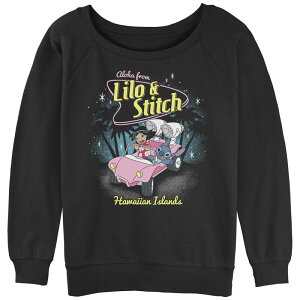 �f�B�Y�j�[ ���f�B�[�X �g�b�v�X T�V���c �p�C�� �O���t�B�b�N Disney's Lilo & Stitch Aloha From Hawaii Graphic Slouchy Terry Black �u���b�N