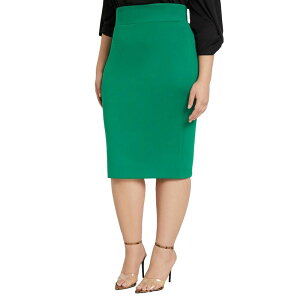 �G���N�C ���f�B�[�X �{�g���X�J�[�g �v���X�T�C�Y ELOQUII Women's Plusize Neoprene Pencil Skirt Emerald �G�������h