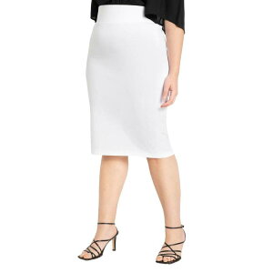 �G���N�C ���f�B�[�X �{�g���X�J�[�g �v���X�T�C�Y ELOQUII Women's Plusize Neoprene Pencil Skirtrue White �z���C�g
