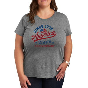 �A�j���L�����N�^�[ ���f�B�[�X �g�b�v�X T�V���c �v���X�T�C�Y �O���t�B�b�N Licensed Character Plusize America 250th Anniversary Graphic Tee Heather Gray �O���[