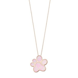 yz Aufbh fB[X lbNXE`[J[Ey_ggbv ANZT[ 14k Rose Gold Over Silver Lab-Created Pink Opal Paw Print Pendant Rose Tone