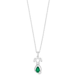 yz Aufbh fB[X lbNXE`[J[Ey_ggbv ANZT[ Sterling Silver Gemstone & Lab-Created White Sapphire Dog Pendant Created Emerald