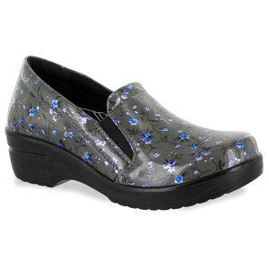 �C�[�W�[�X�g���[�g ���f�B�[�X �V���[�Y �T���_�� Easy Works by Easy Street Leeza Women's Work Clogs Gray Blue Floral �O���[