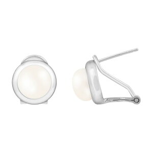 yz Aufbh fB[X sAXECO ANZT[ Freshwater Pearl Sterling Silver Omega-Clip Stud Earrings Sterling