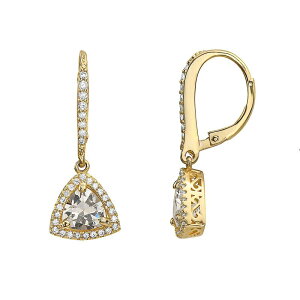 Aufbh fB[X ANZT[ sAXECO Unbranded Sterling Silver Cubic Zirconia Triangle Drop Earrings Two Tone Vo[