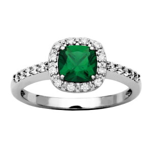 �A���u�����f�b�h ���f�B�[�X �A�N�Z�T���[ �����O Unbranded Sterling Silver Lab-Created Green Spinel & Cubic Zirconia Halo Ring Sterling �O���[��