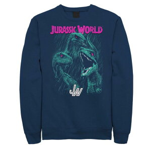 �A�j���L�����N�^�[ ���f�B�[�X �g�b�v�X T�V���c �X�E�F�b�g Licensed Character Men's Jurassic World Two Raptors Neon Glow Squad Sweatshirt Navy �l�C�r�[