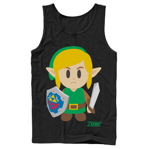 �A�j���L�����N�^�[ ���f�B�[�X �g�b�v�X T�V���c Licensed Character Men's Nintendo Legend Of Zelda Links Awakening Link Avatar Cartoon Portraitank Top Black �u���b�N