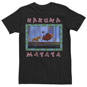 �f�B�Y�j�[ ���f�B�[�X �g�b�v�X T�V���c �g�[�� Disney's The Lion King Big & Tall Hakuna Matata Pattern Square Tee Black �u���b�N