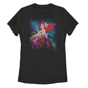 �f�B�Y�j�[ ���f�B�[�X �g�b�v�X T�V���c Disney's Princess The Little Mermaid Ariel Ocean Floor Juniors' Tee Black �u���b�N