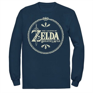 �A�j���L�����N�^�[ ���f�B�[�X �g�b�v�X T�V���c �g�[�� Licensed Character Big & Tall The Legend Of Zelda Breath Of The Wild Badge Long Sleeve Tee Navy �l�C�r�[