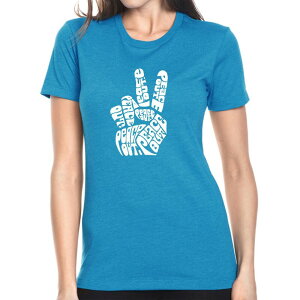 �G���G�[�|�b�v�A�[�g ���f�B�[�X �g�b�v�X T�V���c LA Pop Art Peace Out - Women's Premium Blend Word Art-shirturquoise �^�[�R�C�Y