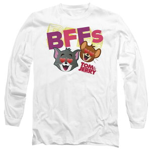 �A�j���L�����N�^�[ ���f�B�[�X �g�b�v�X T�V���c Licensed Character Tom And Jerry Movie Bffs Long Sleeve Adult-shirt White �z���C�g