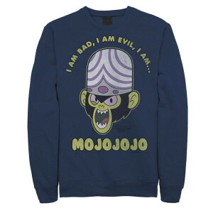 �A�j���L�����N�^�[ ���f�B�[�X �g�b�v�X T�V���c �t���[�X Licensed Character Men's Cartoonetwork Mojo Intro I Am Bad I Am Evil I Am... MOJOJOJO Fleece Navy �l�C�r�[