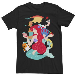 �f�B�Y�j�[ ���f�B�[�X �g�b�v�X T�V���c Men's Disney's Princesses Ariel Snow and Jasmine Artsy Portraitee Black �u���b�N