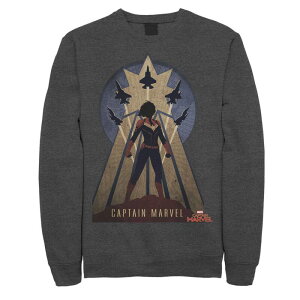 �}�[�x�� ���f�B�[�X �g�b�v�X T�V���c �X�E�F�b�g �L���b�v Men's Marvel Captain Marvel Movie Space Poster Sweatshirt Charcoal Heather �`���R�[��
