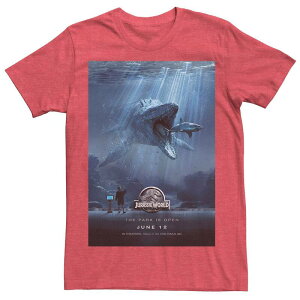 �A�j���L�����N�^�[ ���f�B�[�X �g�b�v�X T�V���c Licensed Character Men's Jurassic World Mosasaurus Movie Poster Tee Red Heather �w�U�[