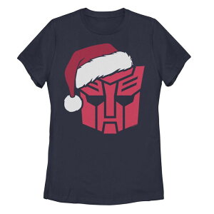 �A�j���L�����N�^�[ ���f�B�[�X �g�b�v�X T�V���c ���S �O���t�B�b�N Licensed Character Juniors' Transformers Christmas Autobotsanta Hat Logo Graphic Tee Navy �l�C�r�[