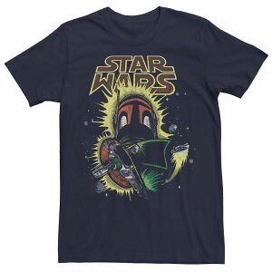 �A�j���L�����N�^�[ ���f�B�[�X �g�b�v�X T�V���c Licensed Character Men'star Wars Boba Fett Space Ship Evasion Bold Tee Navy �l�C�r�[