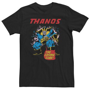 �}�[�x�� ���f�B�[�X �g�b�v�X T�V���c �g�[�� Big & Tall Marvel Thanos The Cosmicube Powerful Retro Tee Black �u���b�N