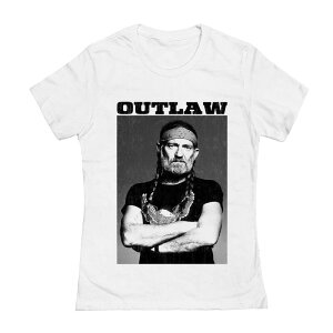 �A�j���L�����N�^�[ ���f�B�[�X �g�b�v�X T�V���c �O���t�B�b�N Licensed Character Juniors' Willie Nelson Outlaw Graphic Tee White �z���C�g