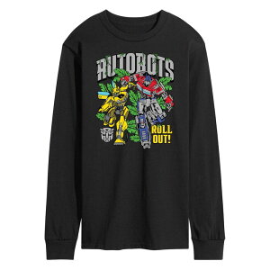 �A�j���L�����N�^�[ ���f�B�[�X �g�b�v�X T�V���c �O���t�B�b�N Licensed Character Men's Transformers Autobots Roll Out Long Sleeve Graphic Tee Black �u���b�N