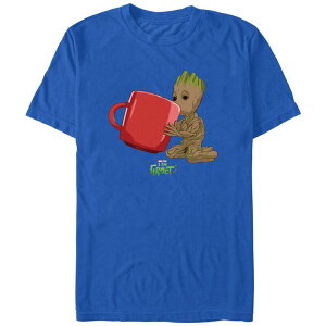 �A�j���L�����N�^�[ ���f�B�[�X �g�b�v�X T�V���c �O���t�B�b�N Licensed Character Men's I Am Groot Coffee Drinker Groot Graphic Tee Royal �R�[�q�[