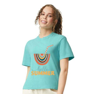 Simply Sage Market ���f�B�[�X �g�b�v�X T�V���c Simply Sage Market Boho Hello Summer Drink Boxy Crop Top Chalkymint �Z�[�W