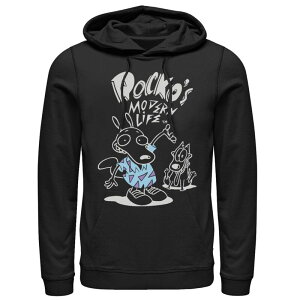 �A�j���L�����N�^�[ ���f�B�[�X �g�b�v�X T�V���c ���S �p�[�J�[ Licensed Character Men's Rocko's Modern Life Modern Outline Logo Hoodie Black �u���b�N
