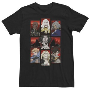 �A�j���L�����N�^�[ ���f�B�[�X �g�b�v�X T�V���c �g�[�� Licensed Character Big & Tall Castlevania Group Shot Panels Tee Black �u���b�N