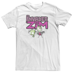 �A�j���L�����N�^�[ ���f�B�[�X �g�b�v�X T�V���c �g�[�� ���S Licensed Character Big & Tall Nickelodeon Invader Zim And Gir Watercolor Portrait Logo Tee White �z���C�g