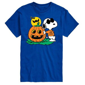 �A�j���L�����N�^�[ ���f�B�[�X �g�b�v�X T�V���c �g�[�� Licensed Character Big & Tall Peanuts Joe Cool Pumpkin Tee Blue �u���[