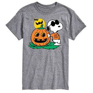 �A�j���L�����N�^�[ ���f�B�[�X �g�b�v�X T�V���c �g�[�� Licensed Character Big & Tall Peanuts Joe Cool Pumpkin Tee Gray �O���[