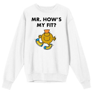 �A�j���L�����N�^�[ ���f�B�[�X �g�b�v�X T�V���c �O���t�B�b�N Licensed Character Men's Mr. Men And Little Miss Meme Mr. How's My Fit Long Sleeve Graphic Tee White �z���C�g