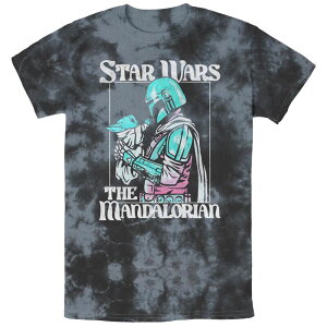 �X�^�[ �E�H�[�Y ���f�B�[�X �g�b�v�X T�V���c �O���t�B�b�N Men'star Wars The Mandalorian Mando & Grogu Together Graphic Tee Black Charcoal �u���b�N