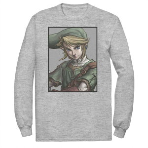 �A�j���L�����N�^�[ ���f�B�[�X �g�b�v�X T�V���c �g�[�� Licensed Character Big & Tall The Legend Of Zelda Link Portrait Long Sleeve Athletic Heather �w�U�[