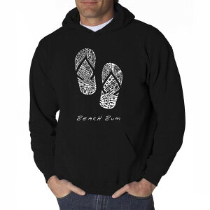 �G���G�[�|�b�v�A�[�g ���f�B�[�X �g�b�v�X T�V���c �X�E�F�b�g LA Pop Art Beach Bum - Mens Word Art Hooded Sweatshirt Black �u���b�N