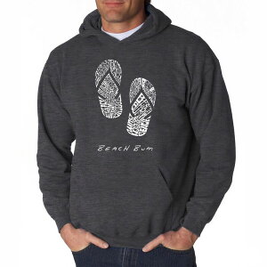 �G���G�[�|�b�v�A�[�g ���f�B�[�X �g�b�v�X T�V���c �X�E�F�b�g LA Pop Art Beach Bum - Mens Word Art Hooded Sweatshirt Grey �O���[