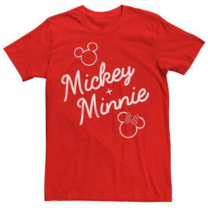 �f�B�Y�j�[ ���f�B�[�X �g�b�v�X T�V���c �v���X�T�C�Y Disney's Mickey Plus Minnie Mouse Men's Outline Tee Red ���b�h