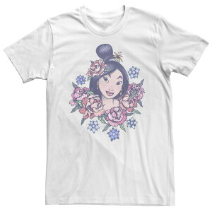 �f�B�Y�j�[ ���f�B�[�X �g�b�v�X T�V���c ���B���e�[�W �t�����[�� �g�[�� �t�����[ Big & Tall Disney Mulan Floral Portrait Vintage Tee White �z���C�g