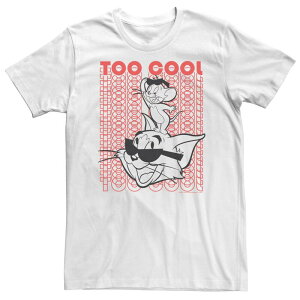�A�j���L�����N�^�[ ���f�B�[�X �g�b�v�X T�V���c �g�[�� Licensed Character Big & Tall Tom and Jerry Too Cool Repeating Retro Tee White �z���C�g