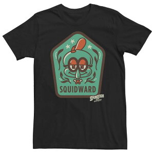 �A�j���L�����N�^�[ ���f�B�[�X �g�b�v�X T�V���c �p���c �g�[�� Licensed Character Big & Tall SpongeBob SquarePants: Sponge On The Run Squidward Patch Tee Black �u���b�N