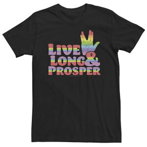 �A�j���L�����N�^�[ ���f�B�[�X �g�b�v�X T�V���c �g�[�� Licensed Character Big & Tall Star Trek: The Next Generation Live Long And Prosperainbow Tee Black �u���b�N