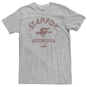 �A�j���L�����N�^�[ ���f�B�[�X �g�b�v�X T�V���c �g�[�� ���S Licensed Character Big & Tall Nintendo Star Fox Barrel Rollers Distressed Logo Tee Athletic Heather �w�U�[