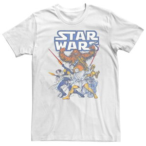 �X�^�[ �E�H�[�Y ���f�B�[�X �g�b�v�X T�V���c ���B���e�[�W �g�[�� Big & Tall Star Wars Heroes Group Shot Vintage Poster Tee White �z���C�g