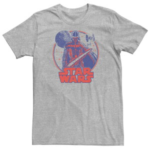 �X�^�[ �E�H�[�Y ���f�B�[�X �g�b�v�X T�V���c �g�[�� ���S Big & Tall Star Wars Darth Vader Approaches Death Star & Red Logo Tee Athletic Heather �w�U�[