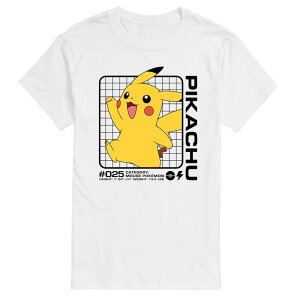 �A�j���L�����N�^�[ ���f�B�[�X �g�b�v�X T�V���c �g�[�� �O���t�B�b�N Licensed Character Big & Tall Pokemon Pikachu'stats Graphic Tee White �z���C�g