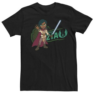 �A�j���L�����N�^�[ ���f�B�[�X �g�b�v�X T�V���c �g�[�� �O���t�B�b�N Licensed Character Big & Tall Star Wars: Young Jedi Master Zia Graphic Tee Black �u���b�N