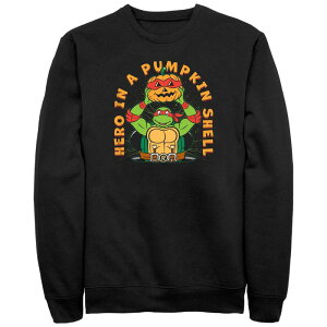 �A�j���L�����N�^�[ ���f�B�[�X �g�b�v�X T�V���c �X�E�F�b�g�[�� �t���[�X Licensed Character Big & Tall Teenage Mutant Ninja Turtles Hero In A Pumpkin Shell Halloween Fleece Sweatshirt Black �u���b�N